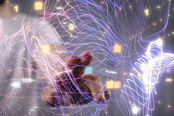Abstract network of physical devices on the Internet using a network connection with statistics...