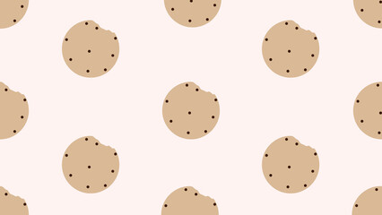 seamless cute cookies repeat on brown background