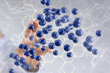 Neural network 3D illustration. Big data and cybersecurity