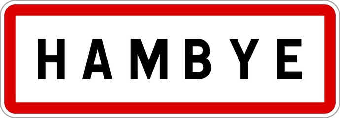 Panneau entrée ville agglomération Hambye / Town entrance sign Hambye