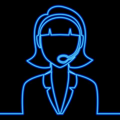 Continuous line drawing Call center operator neon