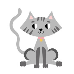 Cute kitten looks away. Vector illustration for baby shower, greeting card, party invitation, fashion clothes t-shirt print.