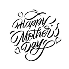 Happy Mother's Day handwritten lettering. Happy Mother's Day typography vector design for greeting cards and poster. Design template celebration. Vector illustration.