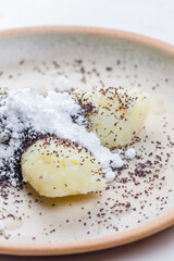 potato gnocchi with poppy seeds and sugar