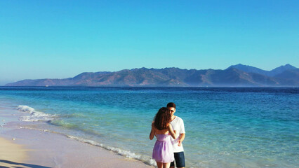 Photo of a Russian couple enjoying their time in Gili Meno, Lombok, Indonesia, Asia