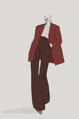 Young stylish woman. Fashion illustration, sketch. Vector	