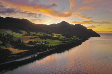 sunset over the river