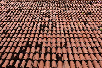 perspective of orange roof tiles background