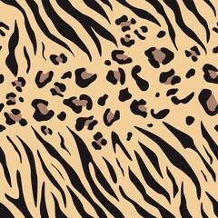 
Seamless print leopard, zebra, tiger vector fashion fashion design. Animal skin.