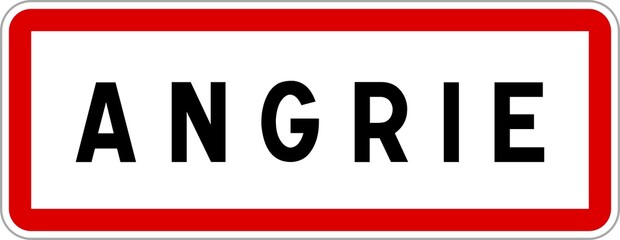 Fototapeta premium Panneau entrée ville agglomération Angrie / Town entrance sign Angrie