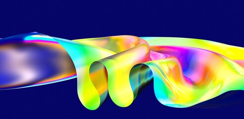 3d fluid shapes with holographic effect