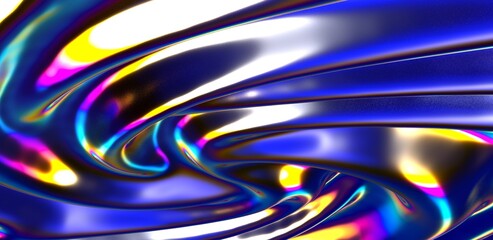 Fluid design twisted shapes holographic 3D abstract background iridescent wallpaper