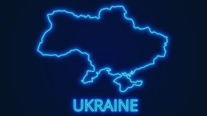Ukraine glow map illustration. Rendering image and part of a series.