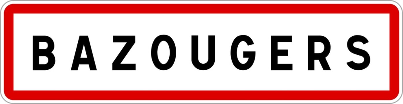 Panneau entrée ville agglomération Bazougers / Town entrance sign Bazougers