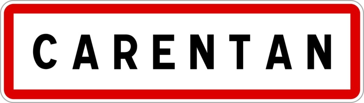Panneau entr&eacute;e ville agglom&eacute;ration Carentan / Town entrance sign Carentan