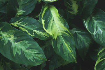 Tropical Foliage of Calathea Plants as Natural Pattern Background