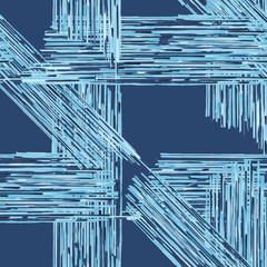Seamless pattern in blue tones. Graphics, illustration, drawing, sketch, fragments, lines, dots, strokes, composition.
