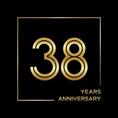 38th anniversary logotype. Anniversary celebration template design for booklet, leaflet, magazine, brochure poster, banner, web, invitation or greeting card. Vector illustrations.