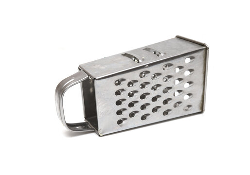 Metal square grater on a white background.