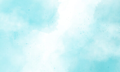 Tiffany blue hand drawn soft spot watercolor paint paper texture background. Beautiful abstract watercolor background with blot stain. abstract blue watercolor painting textured design on white paper