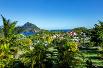 Fototapeta na wymiar Village on the island of Terre-de-Bas, Iles des Saintes, Les Saintes, Guadeloupe, Lesser Antilles, Caribbean.