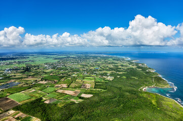 Aerial view of the East coast, Grande-Terre, Guadeloupe, Lesser Antilles, Caribbean.
