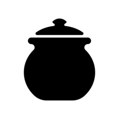 Pot icon. Black silhouette. Front side view. Vector simple flat graphic illustration. Isolated object on a white background. Isolate.