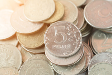 Coins Russian rubles background