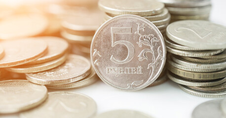 Coins Russian rubles background