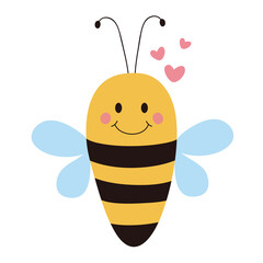 Cute cartoon bee. Childish vector illustration isolated on white background.