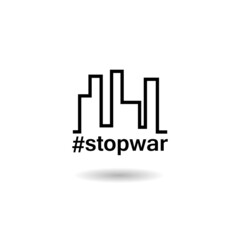 No or stop war icon with shadow