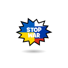 Stop war Ukraine Russia war icon  with shadow