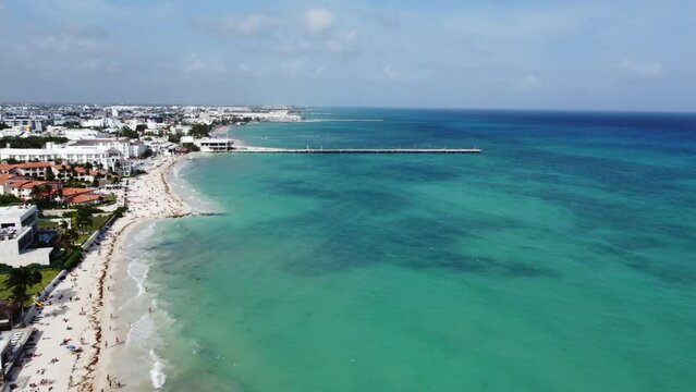 Drone aerial playacar to playa del carmen