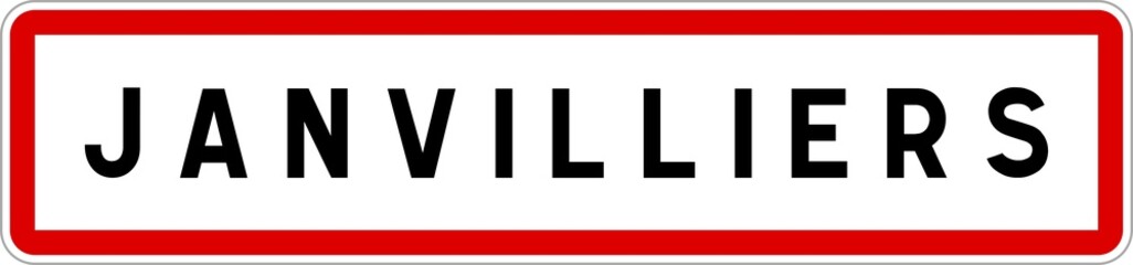Fototapeta premium Panneau entrée ville agglomération Janvilliers / Town entrance sign Janvilliers
