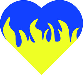 Ukraine flag colors in heart shape isolated on white. The concept of war in Ukraine
Heart icon with Ukrainian flag colors. Ukraine is on fire. No war.