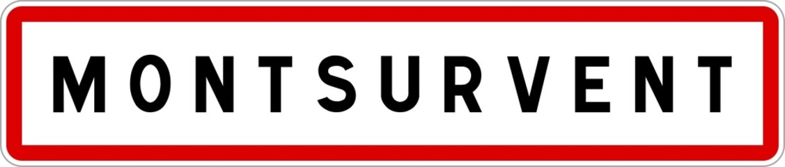 Panneau entrée ville agglomération Montsurvent / Town entrance sign Montsurvent