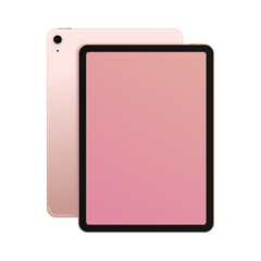 Pink Tablet Mockup. Front and Back View. Isolated Device on White Background. Vector illustration