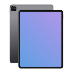 Tablet Mockup. Front and Back View. Isolated Realistic Device on White Background. Vector illustration