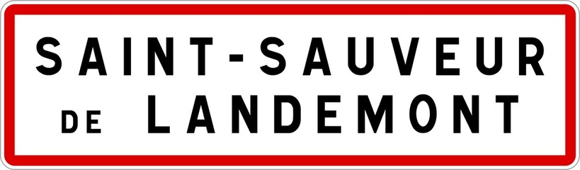 Panneau entrée ville agglomération Saint-Sauveur-de-Landemont / Town entrance sign Saint-Sauveur-de-Landemont