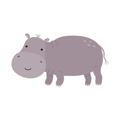 Cartoon funny hippo isolated on white background
