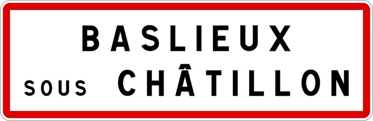 Panneau entrée ville agglomération Baslieux-sous-Châtillon / Town entrance sign Baslieux-sous-Châtillon