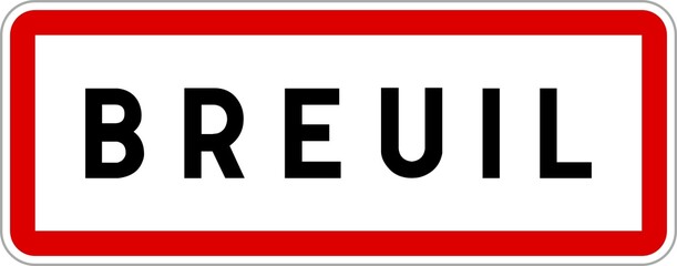 Panneau entrée ville agglomération Breuil / Town entrance sign Breuil