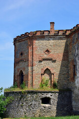 Medieval brick citadel in several tiers with loopholes