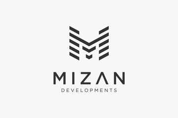Logo Letter M building construction 