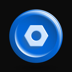 Blue Settings Icon. 3D Design for Isolated Button. Vector illustration
