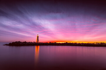 Sunset at Walton Lighthouse, Santa Cruz, California