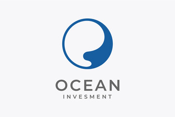 Logo Letter O wave ocean 