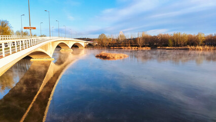 Zamora city and Douro river from Los Poetas brige. Zamora, Spain