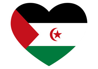 Corazón con la bandera del Sahara sobre fondo blanco