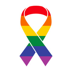 LGBT rainbow pride flag awareness ribbon icon vector. LGBT flag design element isolated on a white background. Gay pride symbol ribbon vector - obrazy, fototapety, plakaty